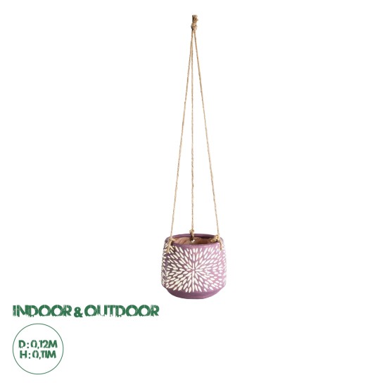 GloboStar® Artificial Garden NIGERIA 20529 Κρεμαστό Διακοσμητικό Κεραμικό Κασπώ Γλάστρα - Flower Pot Μωβ με Λευκό Φ12 x Υ11cm GloboStar® Artificial Garden NIGERIA 20529 Κρεμαστό Διακοσμητικό Κεραμικό Κασπώ Γλάστρα - Flower Pot Μωβ με Λευκό Φ12 x Υ11cm