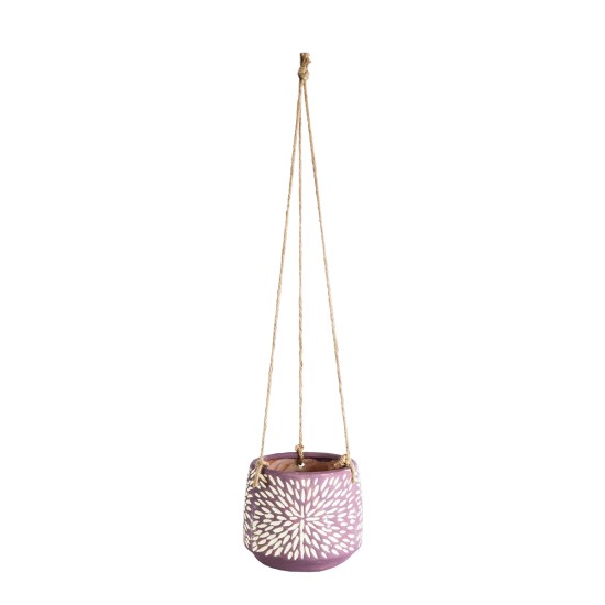 GloboStar® Artificial Garden NIGERIA 20529 Κρεμαστό Διακοσμητικό Κεραμικό Κασπώ Γλάστρα - Flower Pot Μωβ με Λευκό Φ12 x Υ11cm GloboStar® Artificial Garden NIGERIA 20529 Κρεμαστό Διακοσμητικό Κεραμικό Κασπώ Γλάστρα - Flower Pot Μωβ με Λευκό Φ12 x Υ11cm