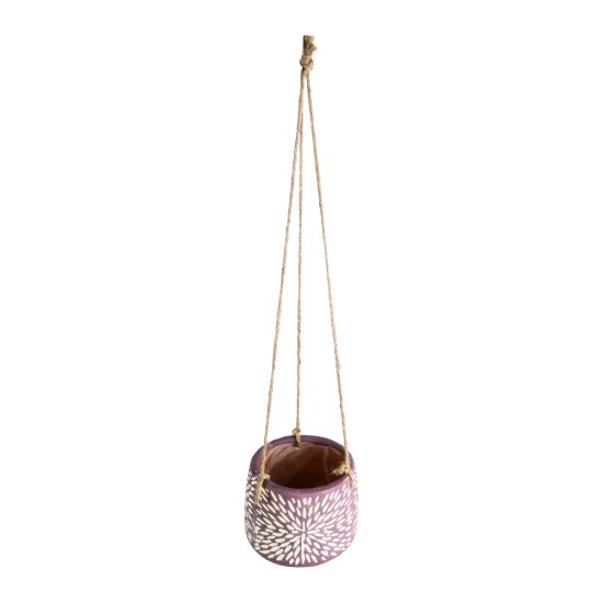 GloboStar® Artificial Garden NIGERIA 20529 Κρεμαστό Διακοσμητικό Κεραμικό Κασπώ Γλάστρα - Flower Pot Μωβ με Λευκό Φ12 x Υ11cm GloboStar® Artificial Garden NIGERIA 20529 Κρεμαστό Διακοσμητικό Κεραμικό Κασπώ Γλάστρα - Flower Pot Μωβ με Λευκό Φ12 x Υ11cm