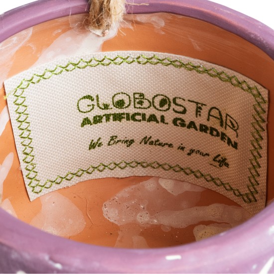 GloboStar® Artificial Garden NIGERIA 20529 Κρεμαστό Διακοσμητικό Κεραμικό Κασπώ Γλάστρα - Flower Pot Μωβ με Λευκό Φ12 x Υ11cm GloboStar® Artificial Garden NIGERIA 20529 Κρεμαστό Διακοσμητικό Κεραμικό Κασπώ Γλάστρα - Flower Pot Μωβ με Λευκό Φ12 x Υ11cm