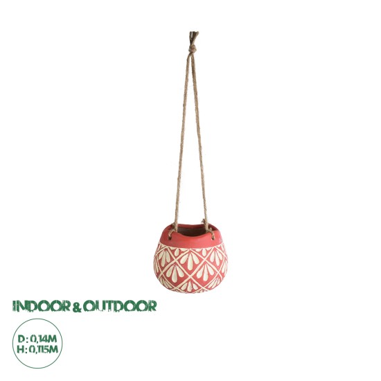 GloboStar® Artificial Garden AFRICA 20530 Κρεμαστό Διακοσμητικό Κεραμικό Κασπώ Γλάστρα - Flower Pot Κόκκινο με Μπεζ Φ14 x Υ11.5cm GloboStar® Artificial Garden AFRICA 20530 Κρεμαστό Διακοσμητικό Κεραμικό Κασπώ Γλάστρα - Flower Pot Κόκκινο με Μπεζ Φ14 x Υ11.5cm