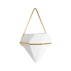 GloboStar® Artificial Garden LOUVRE 20533 Διακοσμητικό Κεραμικό Κασπώ Γλάστρα - Flower Pot Λευκό με Χρυσό Μ15 x Π8 x Υ24cm GloboStar® Artificial Garden LOUVRE 20533 Διακοσμητικό Κεραμικό Κασπώ Γλάστρα - Flower Pot Λευκό με Χρυσό Μ15 x Π8 x Υ24cm