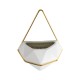 GloboStar® Artificial Garden LOUVRE 20533 Διακοσμητικό Κεραμικό Κασπώ Γλάστρα - Flower Pot Λευκό με Χρυσό Μ15 x Π8 x Υ24cm