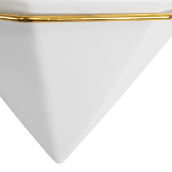GloboStar® Artificial Garden LOUVRE 20534 Διακοσμητικό Κεραμικό Κασπώ Γλάστρα - Flower Pot Λευκό με Χρυσό Μ20 x Π10.5 x Υ30cm GloboStar® Artificial Garden LOUVRE 20534 Διακοσμητικό Κεραμικό Κασπώ Γλάστρα - Flower Pot Λευκό με Χρυσό Μ20 x Π10.5 x Υ30cm