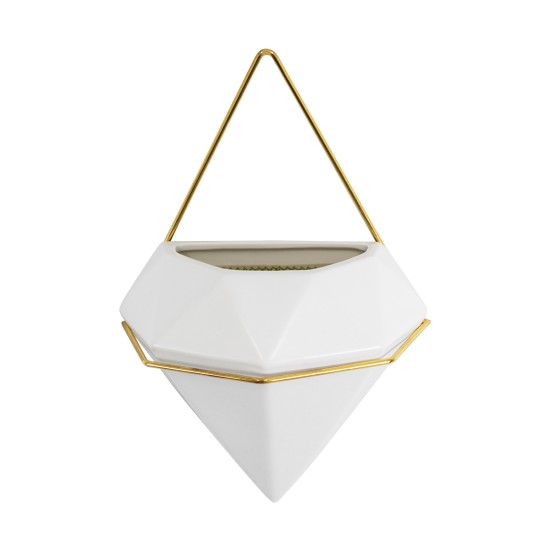 GloboStar® Artificial Garden LOUVRE 20534 Διακοσμητικό Κεραμικό Κασπώ Γλάστρα - Flower Pot Λευκό με Χρυσό Μ20 x Π10.5 x Υ30cm GloboStar® Artificial Garden LOUVRE 20534 Διακοσμητικό Κεραμικό Κασπώ Γλάστρα - Flower Pot Λευκό με Χρυσό Μ20 x Π10.5 x Υ30cm