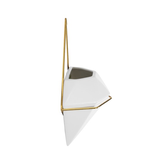 GloboStar® Artificial Garden LOUVRE 20534 Διακοσμητικό Κεραμικό Κασπώ Γλάστρα - Flower Pot Λευκό με Χρυσό Μ20 x Π10.5 x Υ30cm GloboStar® Artificial Garden LOUVRE 20534 Διακοσμητικό Κεραμικό Κασπώ Γλάστρα - Flower Pot Λευκό με Χρυσό Μ20 x Π10.5 x Υ30cm