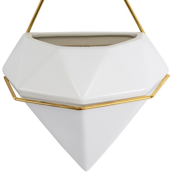 GloboStar® Artificial Garden LOUVRE 20534 Διακοσμητικό Κεραμικό Κασπώ Γλάστρα - Flower Pot Λευκό με Χρυσό Μ20 x Π10.5 x Υ30cm GloboStar® Artificial Garden LOUVRE 20534 Διακοσμητικό Κεραμικό Κασπώ Γλάστρα - Flower Pot Λευκό με Χρυσό Μ20 x Π10.5 x Υ30cm