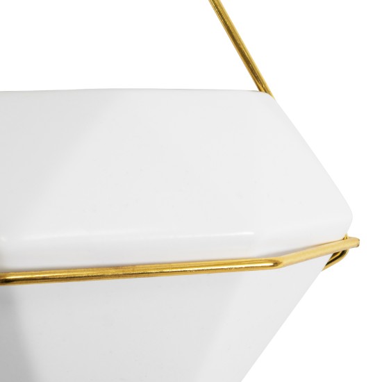 GloboStar® Artificial Garden LOUVRE 20534 Διακοσμητικό Κεραμικό Κασπώ Γλάστρα - Flower Pot Λευκό με Χρυσό Μ20 x Π10.5 x Υ30cm GloboStar® Artificial Garden LOUVRE 20534 Διακοσμητικό Κεραμικό Κασπώ Γλάστρα - Flower Pot Λευκό με Χρυσό Μ20 x Π10.5 x Υ30cm