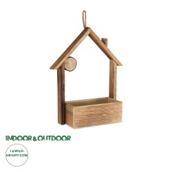 GloboStar® Artificial Garden ALSACE 20552 Κρεμαστή Διακοσμητική Ξύλινη Γλάστρα -  Καφέ - Μ18 x Π7.5 x Υ27cm