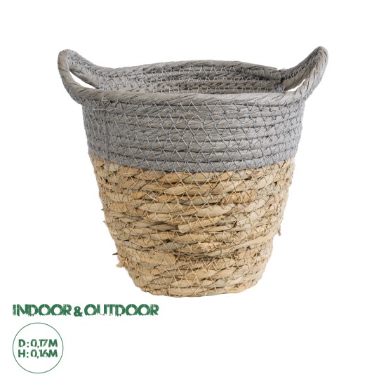 GloboStar® Artificial Garden SYROS 20570 Διακοσμητικό Πλεκτό Κασπώ Γλάστρα - Flower Pot Μπεζ με Γκρι Φ17 x Υ16cm GloboStar® Artificial Garden SYROS 20570 Διακοσμητικό Πλεκτό Κασπώ Γλάστρα - Flower Pot Μπεζ με Γκρι Φ17 x Υ16cm