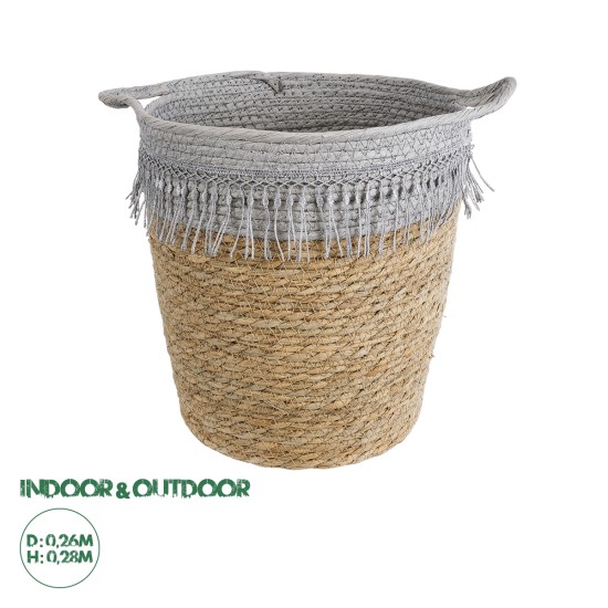 GloboStar® Artificial Garden SYROS 20571 Διακοσμητικό Πλεκτό Κασπώ Γλάστρα - Flower Pot Μπεζ με Γκρι Φ26 x Υ28cm GloboStar® Artificial Garden SYROS 20571 Διακοσμητικό Πλεκτό Κασπώ Γλάστρα - Flower Pot Μπεζ με Γκρι Φ26 x Υ28cm