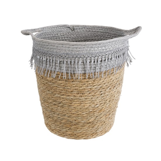 GloboStar® Artificial Garden SYROS 20571 Διακοσμητικό Πλεκτό Κασπώ Γλάστρα - Flower Pot Μπεζ με Γκρι Φ26 x Υ28cm GloboStar® Artificial Garden SYROS 20571 Διακοσμητικό Πλεκτό Κασπώ Γλάστρα - Flower Pot Μπεζ με Γκρι Φ26 x Υ28cm