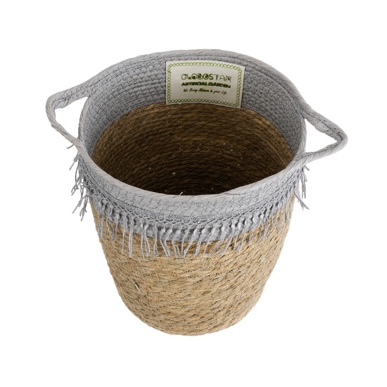 GloboStar® Artificial Garden SYROS 20571 Διακοσμητικό Πλεκτό Κασπώ Γλάστρα - Flower Pot Μπεζ με Γκρι Φ26 x Υ28cm GloboStar® Artificial Garden SYROS 20571 Διακοσμητικό Πλεκτό Κασπώ Γλάστρα - Flower Pot Μπεζ με Γκρι Φ26 x Υ28cm