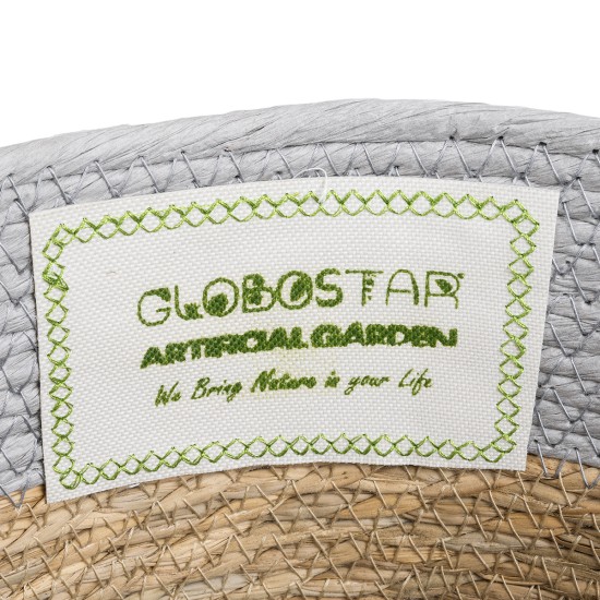 GloboStar® Artificial Garden SYROS 20571 Διακοσμητικό Πλεκτό Κασπώ Γλάστρα - Flower Pot Μπεζ με Γκρι Φ26 x Υ28cm GloboStar® Artificial Garden SYROS 20571 Διακοσμητικό Πλεκτό Κασπώ Γλάστρα - Flower Pot Μπεζ με Γκρι Φ26 x Υ28cm