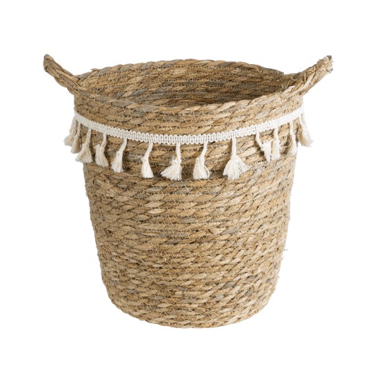 GloboStar® Artificial Garden SANTORINI 20573 Διακοσμητικό Πλεκτό Κασπώ Γλάστρα - Flower Pot Μπεζ με Λευκό Φ26 x Υ28cm GloboStar® Artificial Garden SANTORINI 20573 Διακοσμητικό Πλεκτό Κασπώ Γλάστρα - Flower Pot Μπεζ με Λευκό Φ26 x Υ28cm
