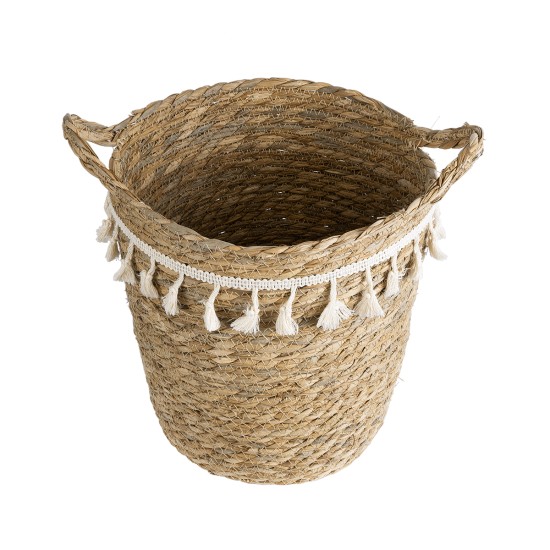 GloboStar® Artificial Garden SANTORINI 20573 Διακοσμητικό Πλεκτό Κασπώ Γλάστρα - Flower Pot Μπεζ με Λευκό Φ26 x Υ28cm GloboStar® Artificial Garden SANTORINI 20573 Διακοσμητικό Πλεκτό Κασπώ Γλάστρα - Flower Pot Μπεζ με Λευκό Φ26 x Υ28cm