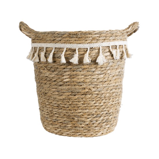 GloboStar® Artificial Garden SANTORINI 20573 Διακοσμητικό Πλεκτό Κασπώ Γλάστρα - Flower Pot Μπεζ με Λευκό Φ26 x Υ28cm GloboStar® Artificial Garden SANTORINI 20573 Διακοσμητικό Πλεκτό Κασπώ Γλάστρα - Flower Pot Μπεζ με Λευκό Φ26 x Υ28cm