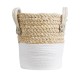 GloboStar® Artificial Garden NEVADA 20575 Διακοσμητικό Πλεκτό Κασπώ Γλάστρα - Flower Pot Μπεζ με Λευκό Φ23 x Υ23cm