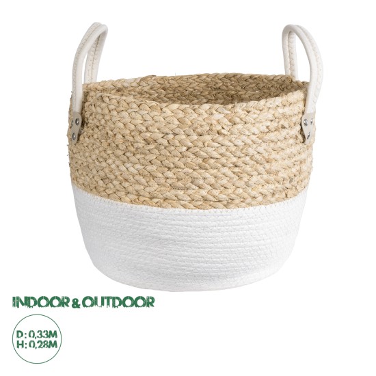 GloboStar® Artificial Garden NEVADA 20577 Διακοσμητικό Πλεκτό Κασπώ Γλάστρα - Flower Pot Μπεζ με Λευκό Φ33 x Υ28cm GloboStar® Artificial Garden NEVADA 20577 Διακοσμητικό Πλεκτό Κασπώ Γλάστρα - Flower Pot Μπεζ με Λευκό Φ33 x Υ28cm