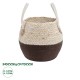 GloboStar® Artificial Garden CAROLINA 20579 Διακοσμητικό Πλεκτό Κασπώ Γλάστρα - Flower Pot Μπεζ με Καφέ και Λευκό Φ27 x Υ26cm GloboStar® Artificial Garden CAROLINA 20579 Διακοσμητικό Πλεκτό Κασπώ Γλάστρα - Flower Pot Μπεζ με Καφέ και Λευκό Φ27 x Υ26cm