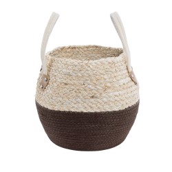 GloboStar® Artificial Garden CAROLINA 20579 Διακοσμητικό Πλεκτό Κασπώ Γλάστρα - Flower Pot Μπεζ με Καφέ και Λευκό Φ27 x Υ26cm GloboStar® Artificial Garden CAROLINA 20579 Διακοσμητικό Πλεκτό Κασπώ Γλάστρα - Flower Pot Μπεζ με Καφέ και Λευκό Φ27 x Υ26cm