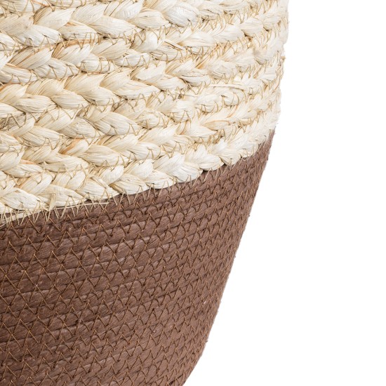 GloboStar® Artificial Garden CAROLINA 20580 Διακοσμητικό Πλεκτό Κασπώ Γλάστρα - Flower Pot Μπεζ με Καφέ και Λευκό Φ33 x Υ28cm GloboStar® Artificial Garden CAROLINA 20580 Διακοσμητικό Πλεκτό Κασπώ Γλάστρα - Flower Pot Μπεζ με Καφέ και Λευκό Φ33 x Υ28cm