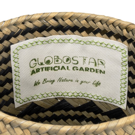GloboStar® Artificial Garden VERMONT 20586 Διακοσμητικό Πλεκτό Καλάθι - Κασπώ Γλάστρα - Flower Pot Καφέ με Μαύρο Φ14 x Υ23cm