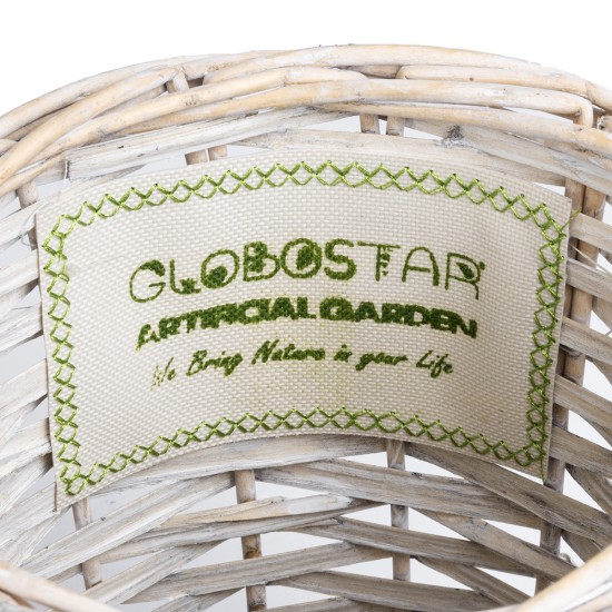 GloboStar® Artificial Garden DOMINGO 20591 Διακοσμητικό Πλεκτό Καλάθι - Κασπώ Γλάστρα - Flower Pot Λευκό με Μπεζ Φ16 x Υ18cm GloboStar® Artificial Garden DOMINGO 20591 Διακοσμητικό Πλεκτό Καλάθι - Κασπώ Γλάστρα - Flower Pot Λευκό με Μπεζ Φ16 x Υ18cm