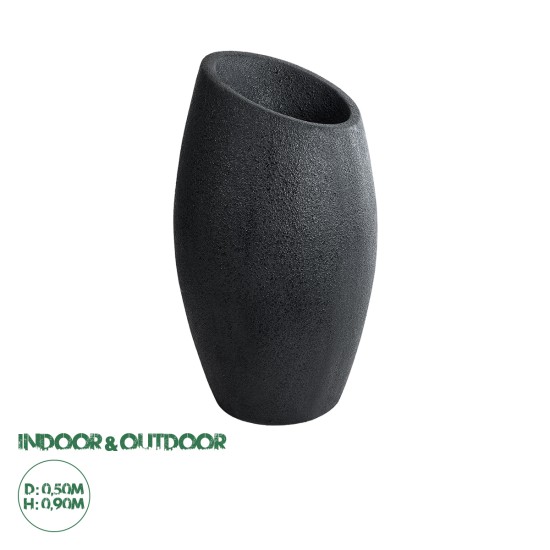 GloboStar® Artificial Garden MESTRE 20731 Επιδαπέδιο Πολυεστερικό Τσιμεντένιο Κασπώ Γλάστρα - Flower Pot Μαύρο Φ50 x Υ90cm GloboStar® Artificial Garden MESTRE 20731 Επιδαπέδιο Πολυεστερικό Τσιμεντένιο Κασπώ Γλάστρα - Flower Pot Μαύρο Φ50 x Υ90cm