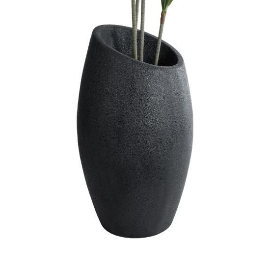 GloboStar® Artificial Garden MESTRE 20731 Επιδαπέδιο Πολυεστερικό Τσιμεντένιο Κασπώ Γλάστρα - Flower Pot Μαύρο Φ50 x Υ90cm GloboStar® Artificial Garden MESTRE 20731 Επιδαπέδιο Πολυεστερικό Τσιμεντένιο Κασπώ Γλάστρα - Flower Pot Μαύρο Φ50 x Υ90cm