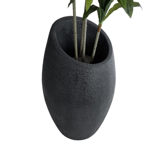 GloboStar® Artificial Garden MESTRE 20731 Επιδαπέδιο Πολυεστερικό Τσιμεντένιο Κασπώ Γλάστρα - Flower Pot Μαύρο Φ50 x Υ90cm GloboStar® Artificial Garden MESTRE 20731 Επιδαπέδιο Πολυεστερικό Τσιμεντένιο Κασπώ Γλάστρα - Flower Pot Μαύρο Φ50 x Υ90cm