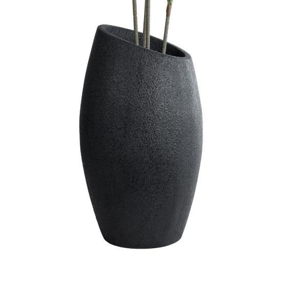 GloboStar® Artificial Garden MESTRE 20731 Επιδαπέδιο Πολυεστερικό Τσιμεντένιο Κασπώ Γλάστρα - Flower Pot Μαύρο Φ50 x Υ90cm GloboStar® Artificial Garden MESTRE 20731 Επιδαπέδιο Πολυεστερικό Τσιμεντένιο Κασπώ Γλάστρα - Flower Pot Μαύρο Φ50 x Υ90cm