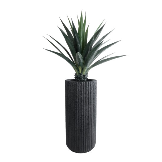 GloboStar® Artificial Garden MATERA 20734 Επιδαπέδιο Πολυεστερικό Τσιμεντένιο Κασπώ Γλάστρα - Flower Pot Μαύρο Φ42 x Υ90cm