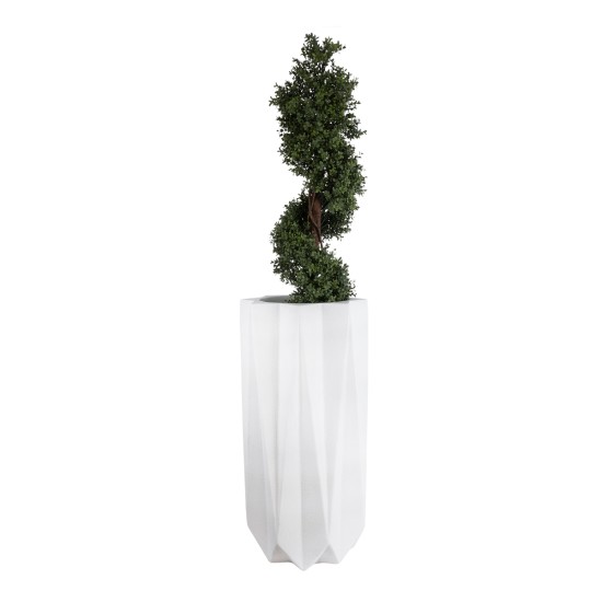 GloboStar® Artificial Garden PADOVA 20739 Επιδαπέδιο Πολυεστερικό Τσιμεντένιο Κασπώ Γλάστρα - Flower Pot Λευκό Φ48 x Υ100cm GloboStar® Artificial Garden PADOVA 20739 Επιδαπέδιο Πολυεστερικό Τσιμεντένιο Κασπώ Γλάστρα - Flower Pot Λευκό Φ48 x Υ100cm