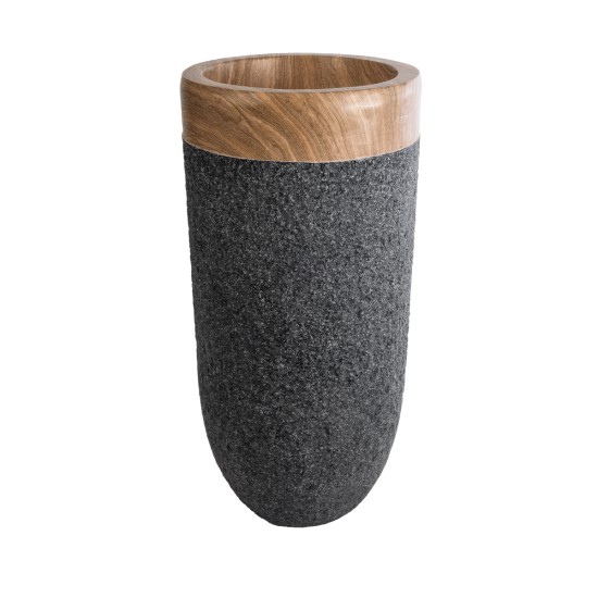 GloboStar® Artificial Garden BELLAGIO 20745 Επιδαπέδιο Πολυεστερικό Τσιμεντένιο Κασπώ Γλάστρα - Flower Pot Μαύρο με Καφέ Φ42 x Υ91cm GloboStar® Artificial Garden BELLAGIO 20745 Επιδαπέδιο Πολυεστερικό Τσιμεντένιο Κασπώ Γλάστρα - Flower Pot Μαύρο με Καφέ Φ42 x Υ91cm