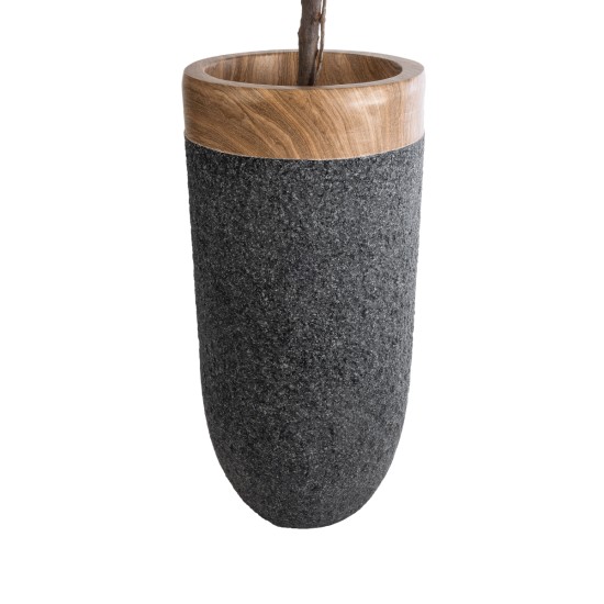 GloboStar® Artificial Garden BELLAGIO 20745 Επιδαπέδιο Πολυεστερικό Τσιμεντένιο Κασπώ Γλάστρα - Flower Pot Μαύρο με Καφέ Φ42 x Υ91cm GloboStar® Artificial Garden BELLAGIO 20745 Επιδαπέδιο Πολυεστερικό Τσιμεντένιο Κασπώ Γλάστρα - Flower Pot Μαύρο με Καφέ Φ42 x Υ91cm