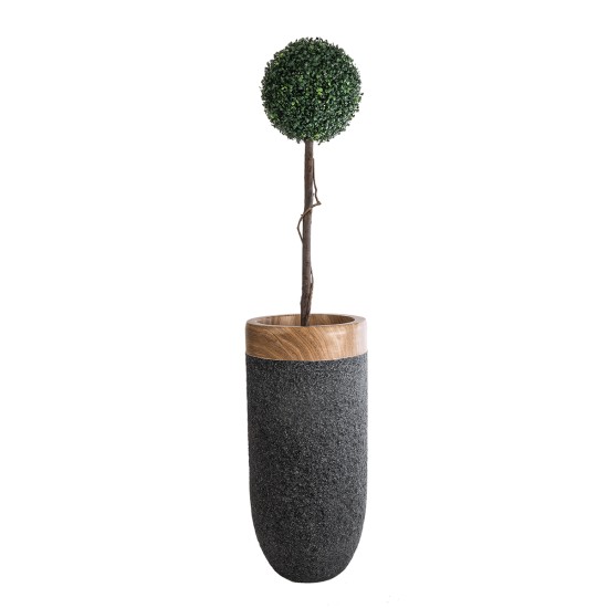 GloboStar® Artificial Garden BELLAGIO 20745 Επιδαπέδιο Πολυεστερικό Τσιμεντένιο Κασπώ Γλάστρα - Flower Pot Μαύρο με Καφέ Φ42 x Υ91cm GloboStar® Artificial Garden BELLAGIO 20745 Επιδαπέδιο Πολυεστερικό Τσιμεντένιο Κασπώ Γλάστρα - Flower Pot Μαύρο με Καφέ Φ42 x Υ91cm