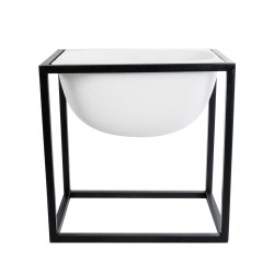GloboStar® Artificial Garden FIORI 20754 Επιδαπέδιο Μεταλλικό Τσιμεντένιο Κασπώ Γλάστρα - Flower Pot Λευκό με Μαύρο Μ60 x Π40 x Υ60cm GloboStar® Artificial Garden FIORI 20754 Επιδαπέδιο Μεταλλικό Τσιμεντένιο Κασπώ Γλάστρα - Flower Pot Λευκό με Μαύρο Μ60 x Π40 x Υ60cm