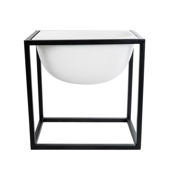 GloboStar® Artificial Garden FIORI 20754 Επιδαπέδιο Μεταλλικό Τσιμεντένιο Κασπώ Γλάστρα - Flower Pot Λευκό με Μαύρο Μ60 x Π40 x Υ60cm GloboStar® Artificial Garden FIORI 20754 Επιδαπέδιο Μεταλλικό Τσιμεντένιο Κασπώ Γλάστρα - Flower Pot Λευκό με Μαύρο Μ60 x Π40 x Υ60cm
