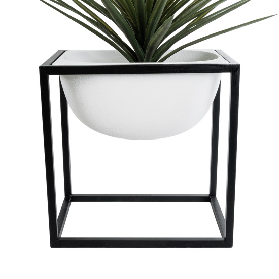GloboStar® Artificial Garden FIORI 20754 Επιδαπέδιο Μεταλλικό Τσιμεντένιο Κασπώ Γλάστρα - Flower Pot Λευκό με Μαύρο Μ60 x Π40 x Υ60cm GloboStar® Artificial Garden FIORI 20754 Επιδαπέδιο Μεταλλικό Τσιμεντένιο Κασπώ Γλάστρα - Flower Pot Λευκό με Μαύρο Μ60 x Π40 x Υ60cm