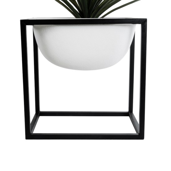 GloboStar® Artificial Garden FIORI 20754 Επιδαπέδιο Μεταλλικό Τσιμεντένιο Κασπώ Γλάστρα - Flower Pot Λευκό με Μαύρο Μ60 x Π40 x Υ60cm GloboStar® Artificial Garden FIORI 20754 Επιδαπέδιο Μεταλλικό Τσιμεντένιο Κασπώ Γλάστρα - Flower Pot Λευκό με Μαύρο Μ60 x Π40 x Υ60cm