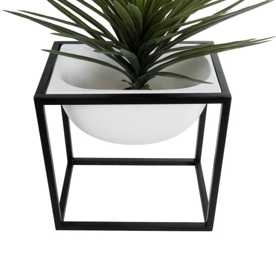 GloboStar® Artificial Garden FIORI 20754 Επιδαπέδιο Μεταλλικό Τσιμεντένιο Κασπώ Γλάστρα - Flower Pot Λευκό με Μαύρο Μ60 x Π40 x Υ60cm GloboStar® Artificial Garden FIORI 20754 Επιδαπέδιο Μεταλλικό Τσιμεντένιο Κασπώ Γλάστρα - Flower Pot Λευκό με Μαύρο Μ60 x Π40 x Υ60cm