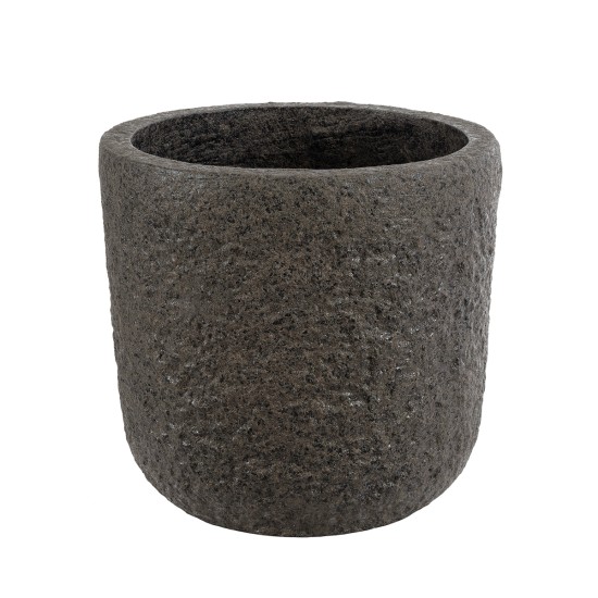 GloboStar® Artificial Garden LUCCA 20755 Επιδαπέδιο Πολυεστερικό Τσιμεντένιο Κασπώ Γλάστρα - Flower Pot Καφέ Φ25 x Υ23cm
