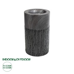 GloboStar® Artificial Garden PISA 20761 Επιδαπέδιο Πολυεστερικό Τσιμεντένιο Κασπώ Γλάστρα - Flower Pot Γκρι Ανθρακί Φ36 x Υ60cm