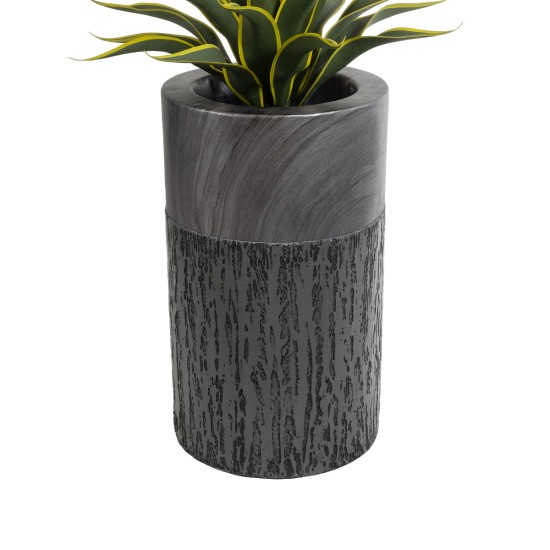 GloboStar® Artificial Garden PISA 20761 Επιδαπέδιο Πολυεστερικό Τσιμεντένιο Κασπώ Γλάστρα - Flower Pot Γκρι Ανθρακί Φ36 x Υ60cm