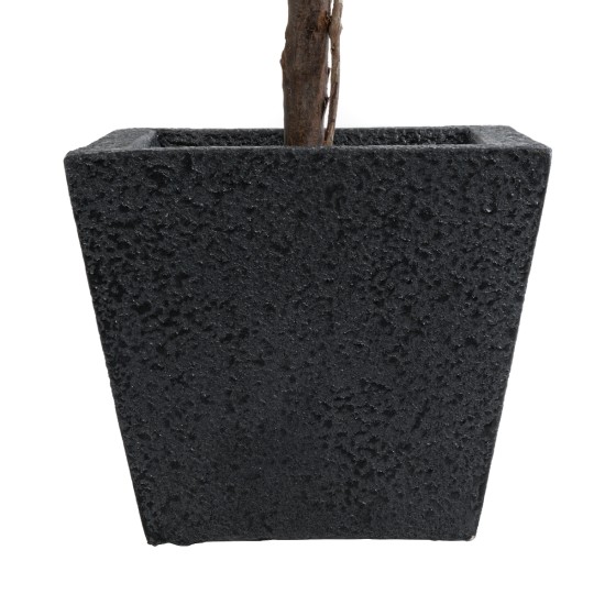 GloboStar® Artificial Garden KARRASPIO 20770 Επιδαπέδιο Πολυεστερικό Τσιμεντένιο Κασπώ Γλάστρα - Flower Pot Μαύρο Μ34 x Π34 x Υ30cm