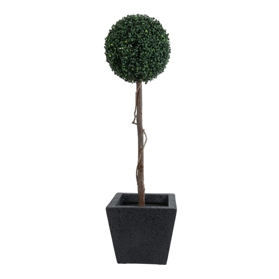 GloboStar® Artificial Garden KARRASPIO 20770 Επιδαπέδιο Πολυεστερικό Τσιμεντένιο Κασπώ Γλάστρα - Flower Pot Μαύρο Μ34 x Π34 x Υ30cm