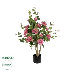 GloboStar® Artificial Garden PINK ROSES 21072 Τεχνητό Διακοσμητικό ΦυτόΤριανταφυλλιά Μ50 x Π50 x Υ90cm