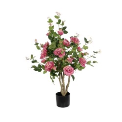 GloboStar® Artificial Garden PINK ROSES 21072 Τεχνητό Διακοσμητικό ΦυτόΤριανταφυλλιά Μ50 x Π50 x Υ90cm