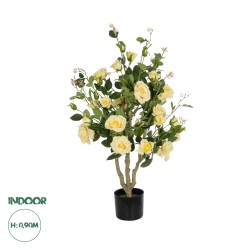 GloboStar® Artificial Garden YELLOW ROSES 21073 Τεχνητό Διακοσμητικό Φυτό Τριανταφυλλιά Μ50 x Π50 x Υ90cm